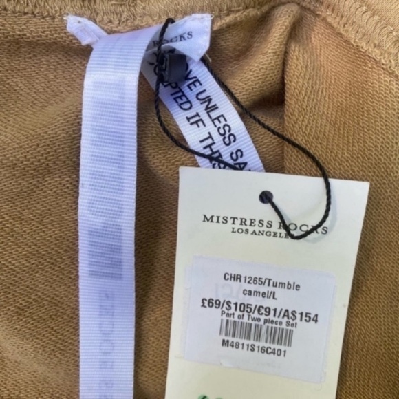 NEW Mistress Rocks Tumble Off The Shoulder Crop Top Size Large Brown - Picture 4 of 7